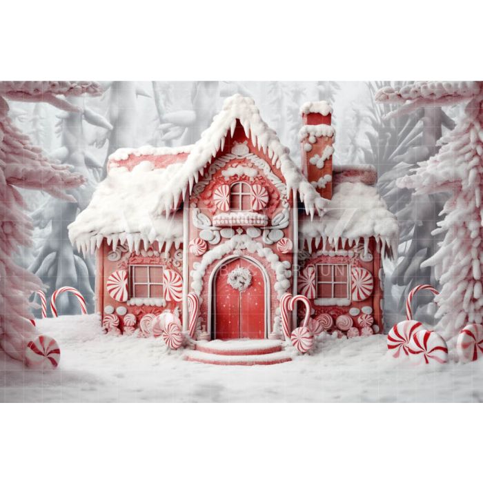 Photography Background in Fabric Gingerbread House / Backdrop 4489