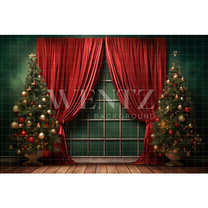 Photography Background in Fabric Christmas Set with Curtain / Backdrop 4490