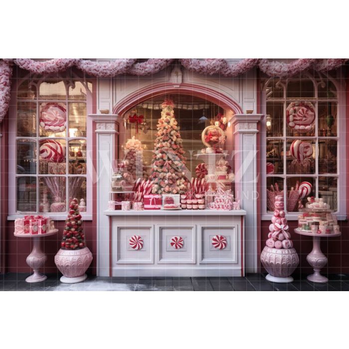 Photography Background in Fabric Christmas Candy Shop / Backdrop 4493