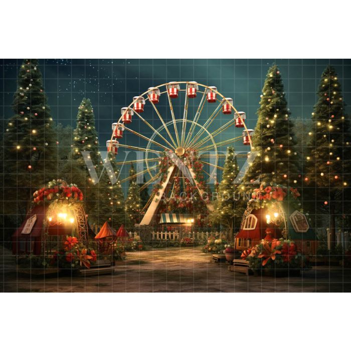 Photography Background in Fabric Christmas Amusement Park / Backdrop 4527