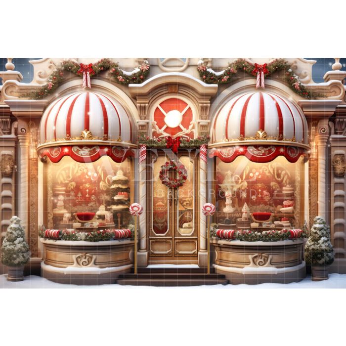 Photography Background in Fabric Christmas Store Front / Backdrop 4530