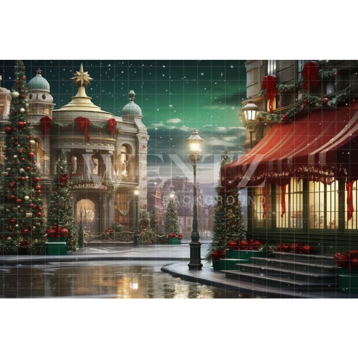 Photography Background in Fabric Christmas Village / Backdrop 4542