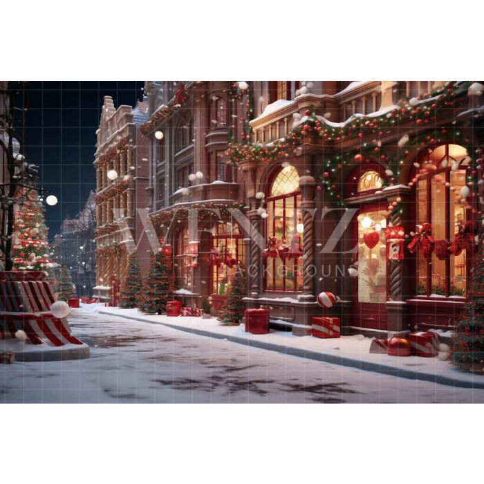 Photography Background in Fabric Christmas Village / Backdrop 4543