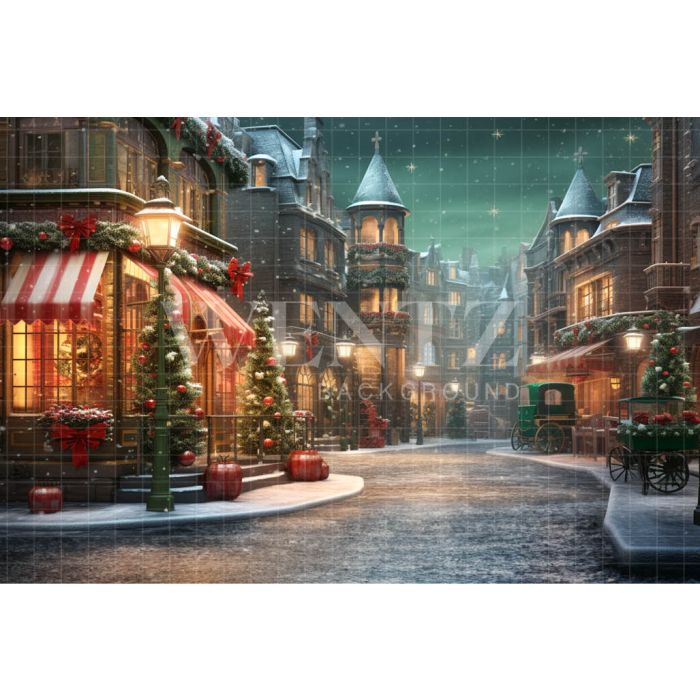 Photography Background in Fabric Christmas Village / Backdrop 4544