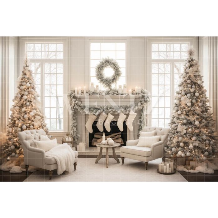 Photography Background in Fabric Christmas Fireplace / Backdrop 4549
