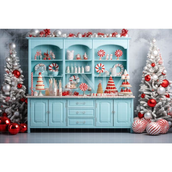 Photography Background in Fabric Cabinet with Christmas Candies / Backdrop 4558