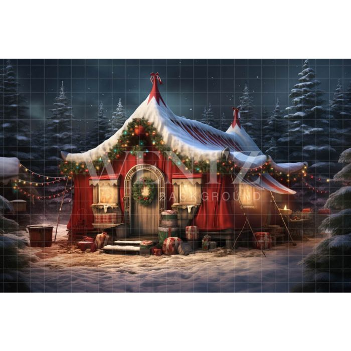 Photography Background in Fabric Santa's House / Backdrop 4570