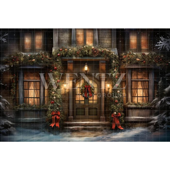 Photography Background in Fabric Christmas House Front / Backdrop 4572