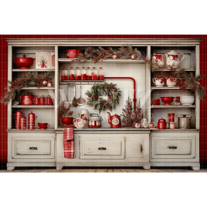 Photography Background in Fabric Christmas Kitchen / Backdrop 4582
