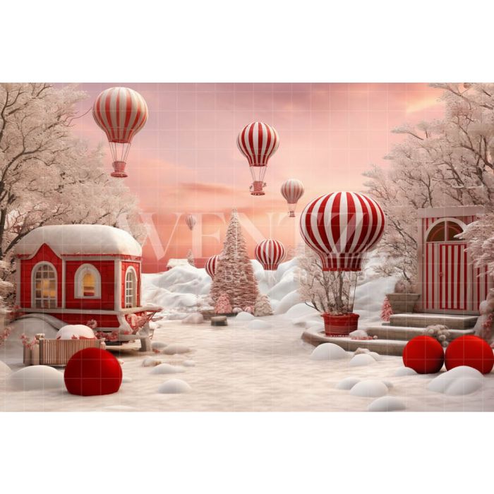 Photography Background in Fabric Christmas Village / Backdrop 4584