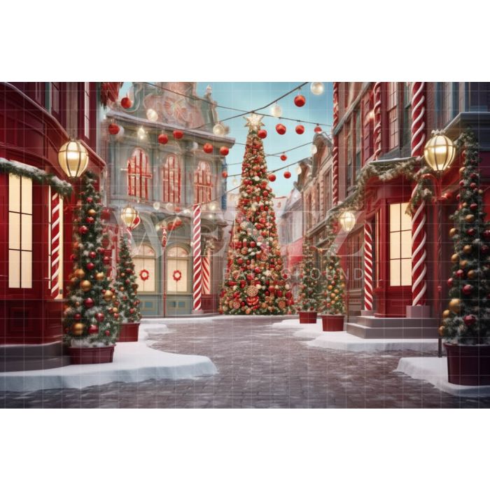 Photography Background in Fabric Christmas Village / Backdrop 4593