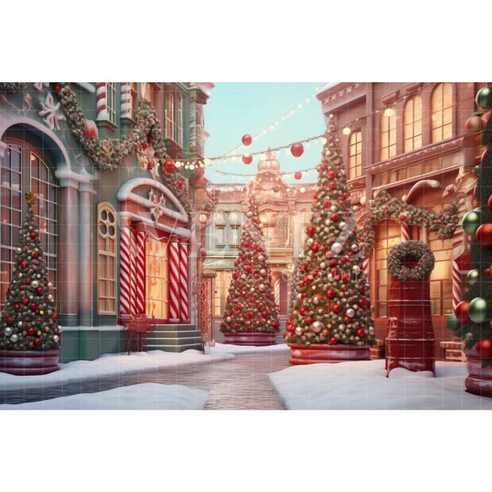 Photography Background in Fabric Christmas Village / Backdrop 4594