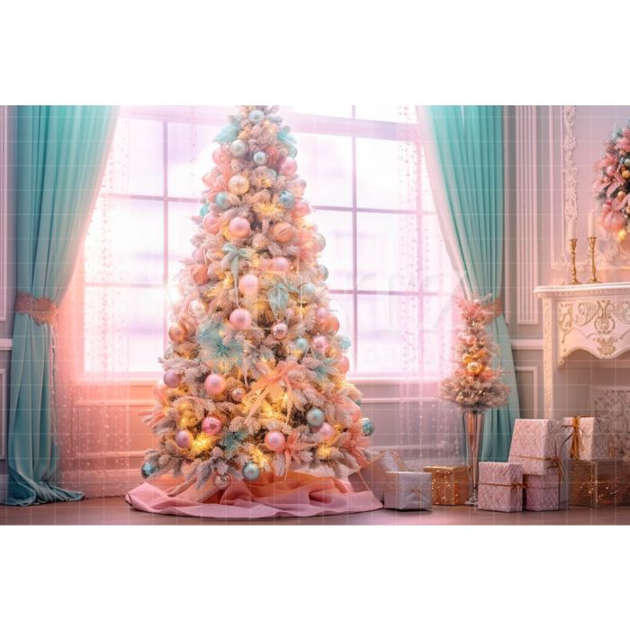 Photography Background in Fabric Candy Color Christmas Tree / Backdrop 4602