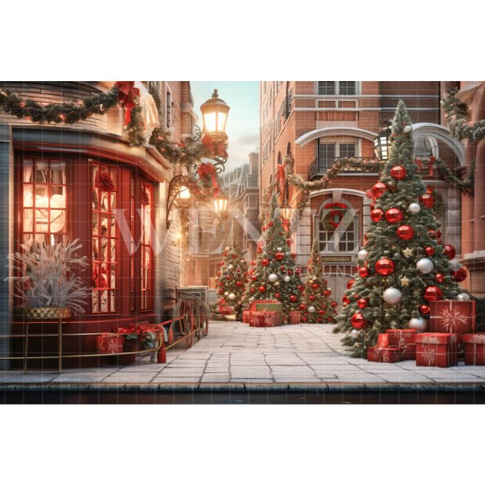 Photography Background in Fabric Christmas Village / Backdrop 4603