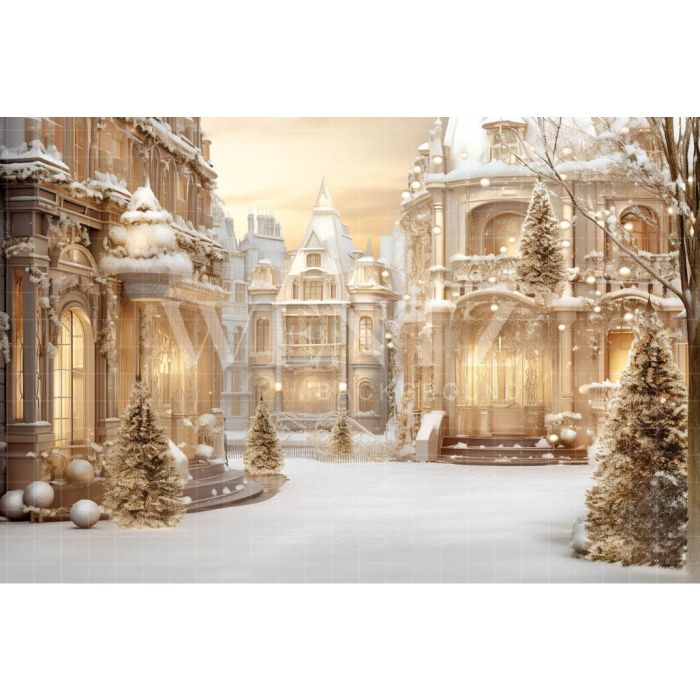Photography Background in Fabric Christmas Village / Backdrop 4604