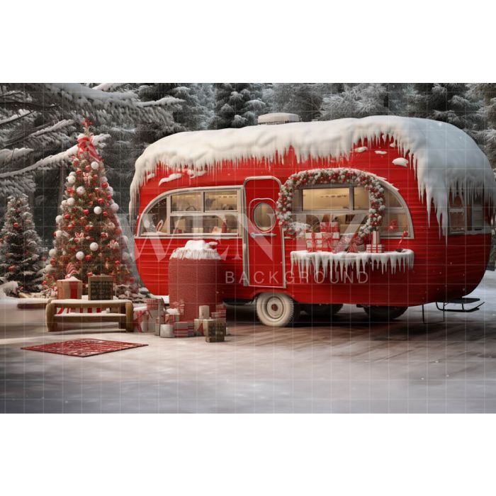 Photography Background in Fabric Christmas Trailer / Backdrop 4606