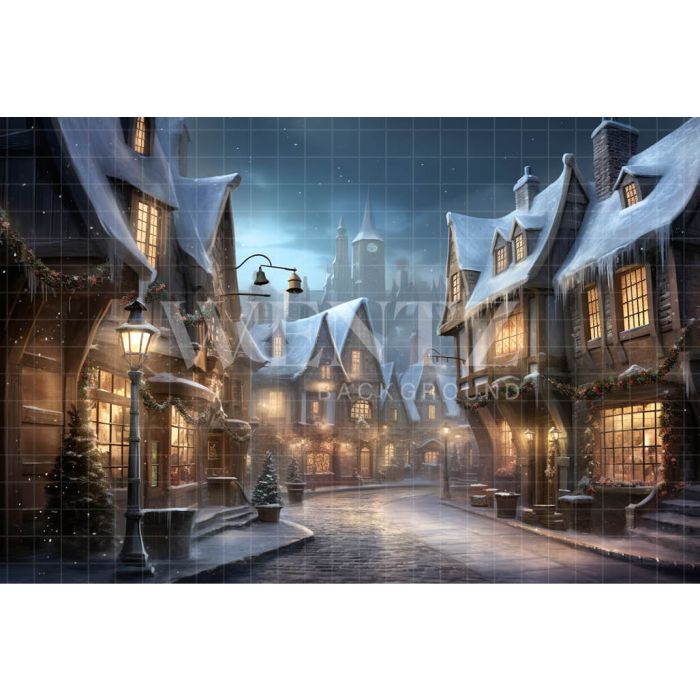 Photography Background in Fabric Christmas Village / Backdrop 4613