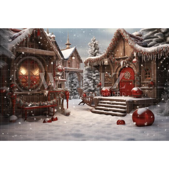 Photography Background in Fabric Christmas Village / Backdrop 4614