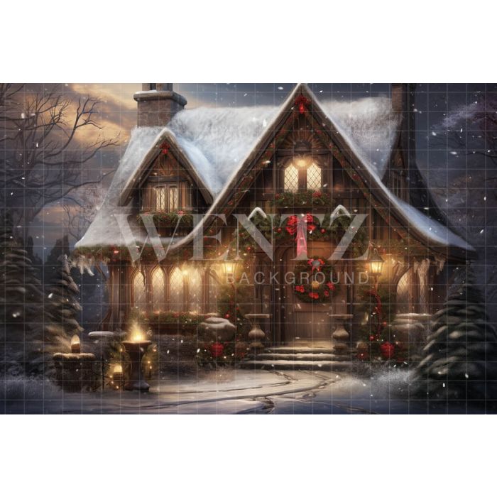 Photography Background in Fabric Christmas House / Backdrop 4616