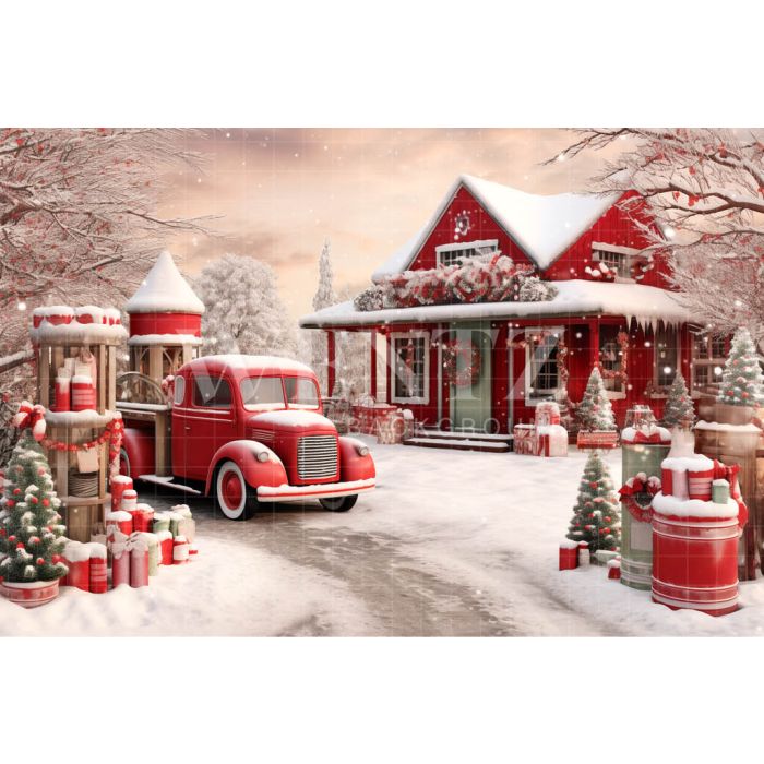 Photography Background in Fabric Santa Claus' House / Backdrop 4619