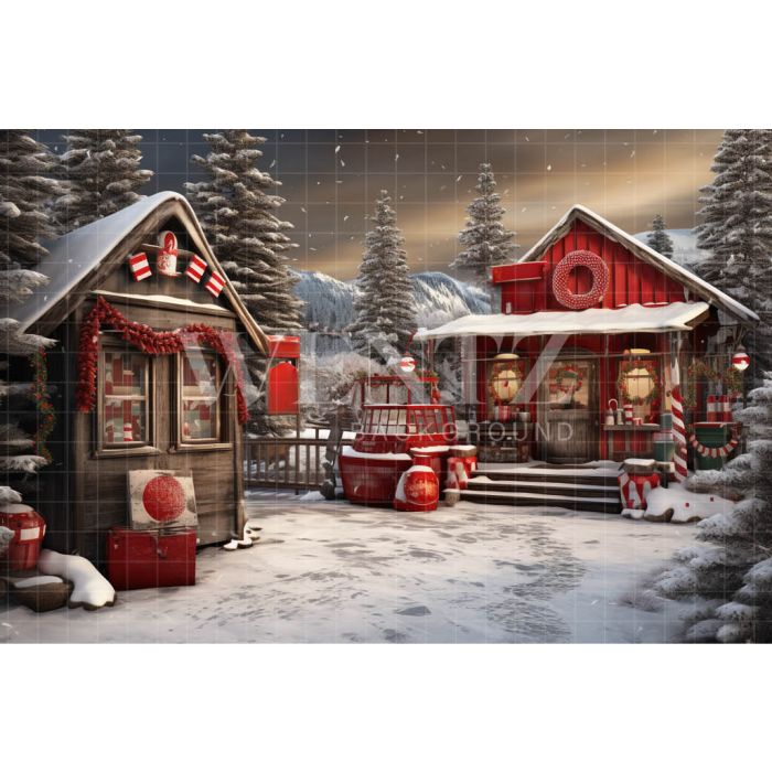 Photography Background in Fabric Santa Claus' House / Backdrop 4620