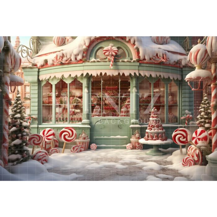 Photography Background in Fabric Christmas Candy Shop / Backdrop 4623