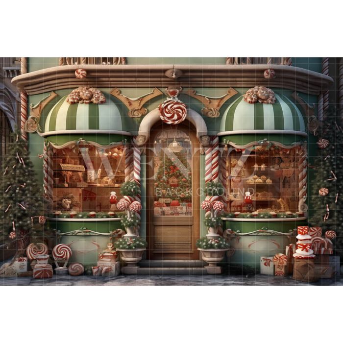 Photography Background in Fabric Christmas Candy Shop / Backdrop 4624