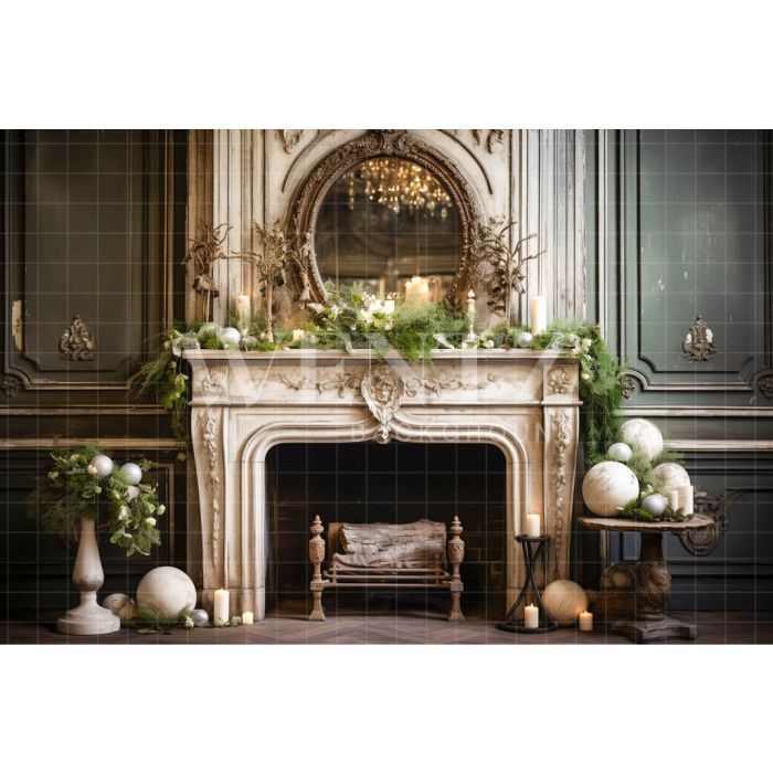 Photography Background in Fabric Vintage Fireplace / Backdrop 4627