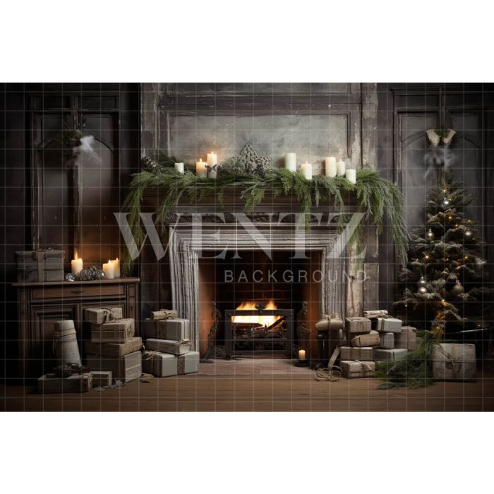Photography Background in Fabric Vintage Fireplace / Backdrop 4628