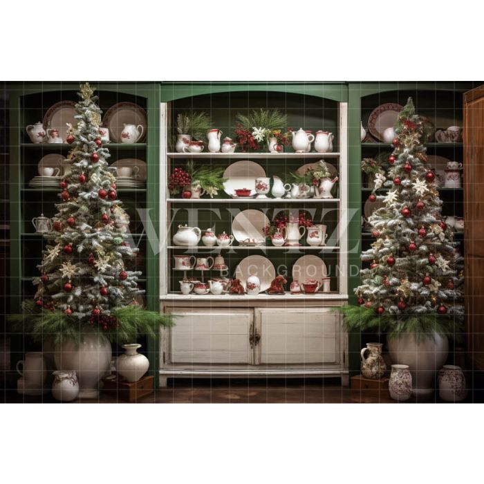 Photography Background in Fabric Christmas Kitchen / Backdrop 4635