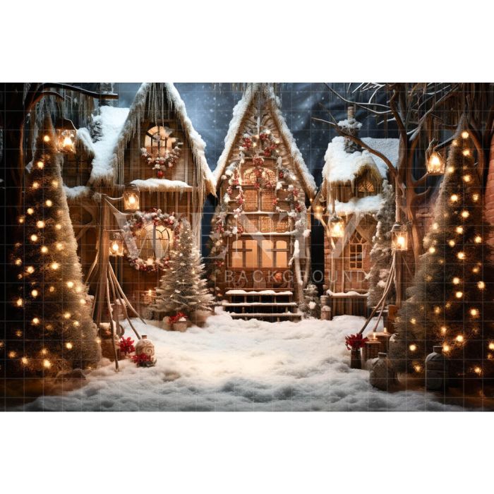 Photography Background in Fabric Christmas Village / Backdrop 4637