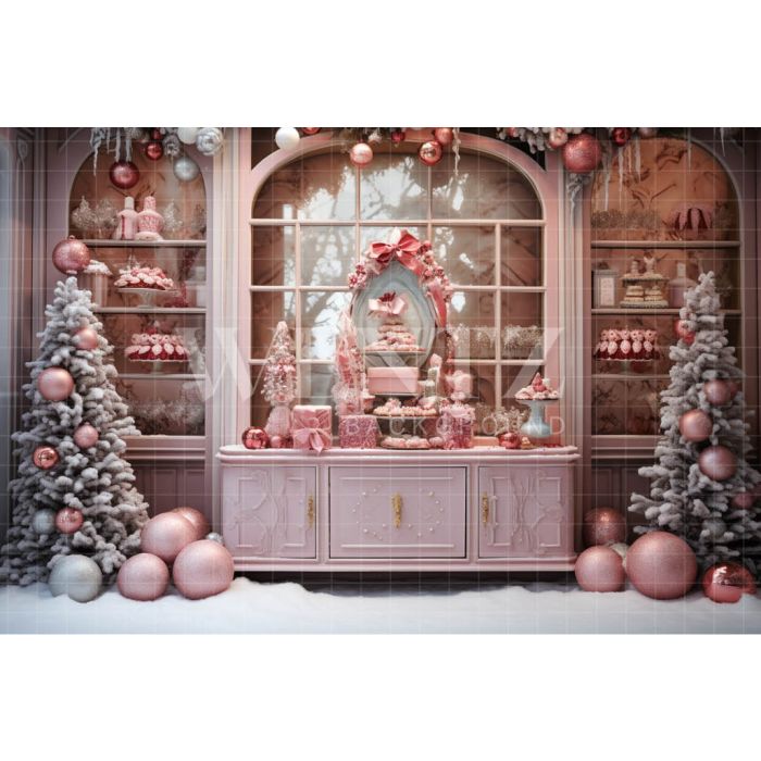 Photography Background in Fabric Christmas Pink Shop / Backdrop 4642