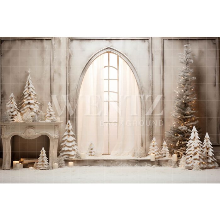 Photography Background in Fabric White Christmas Set / Backdrop 4646
