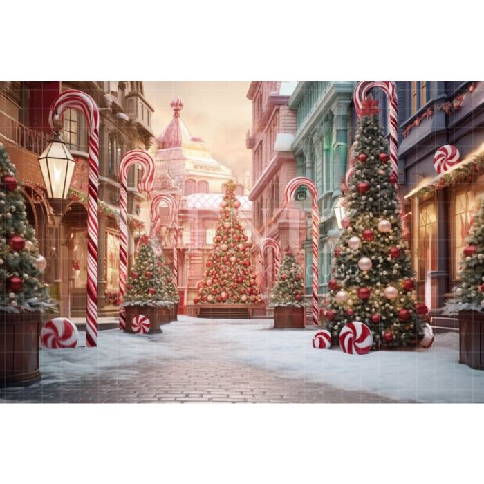 Photography Background in Fabric Christmas Village / Backdrop 4647