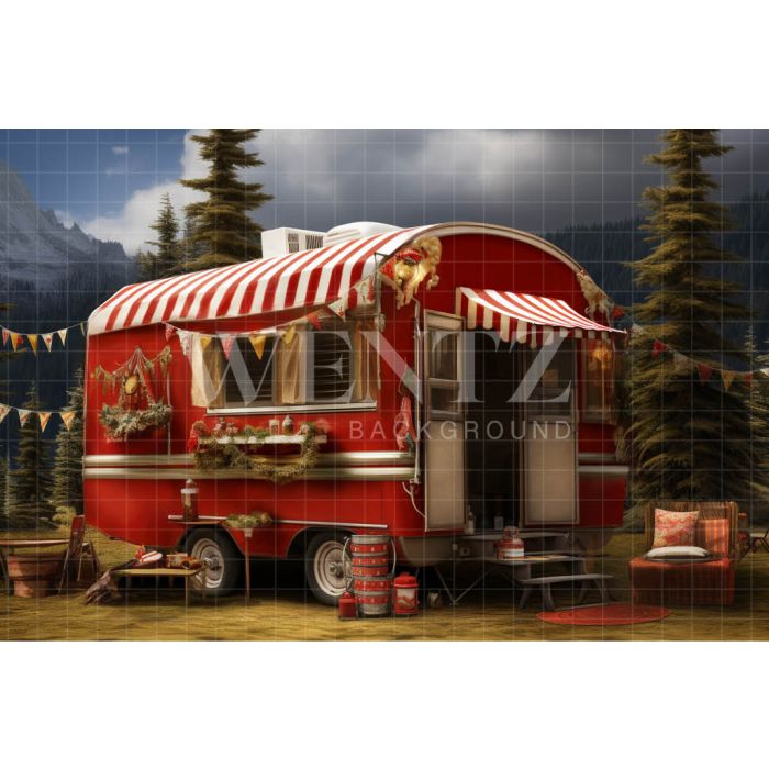 Photography Background in Fabric Christmas Trailer / Backdrop 4667