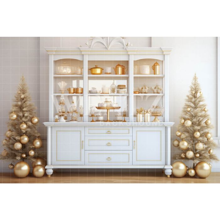Photography Background in Fabric White Christmas Kitchen / Backdrop 4684