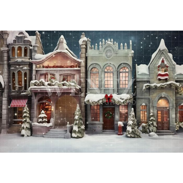 Photography Background in Fabric Christmas Village / Backdrop 4707