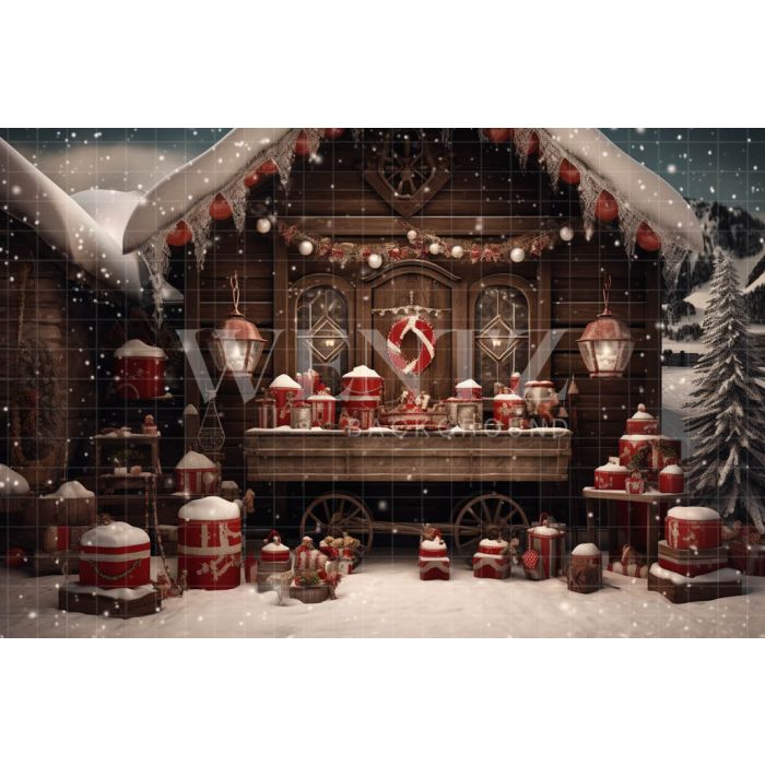 Photography Background in Fabric Santa Claus House / Backdrop 4708