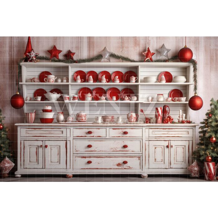 Photography Background in Fabric Christmas Kitchen / Backdrop 4709
