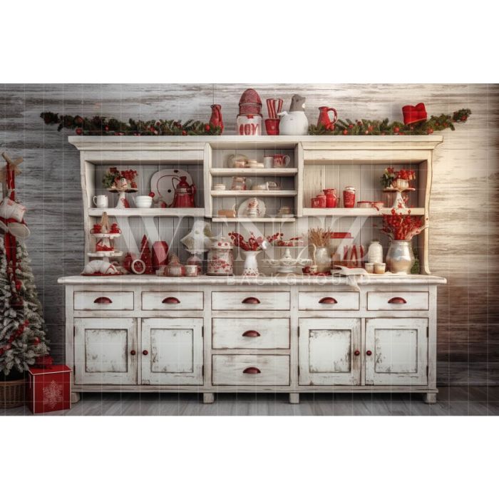 Photography Background in Fabric Christmas Kitchen / Backdrop 4704