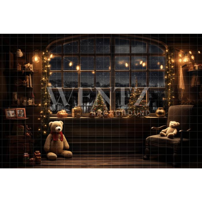 Photography Background in Fabric Christmas Set with Teddy Bears / Backdrop 4705