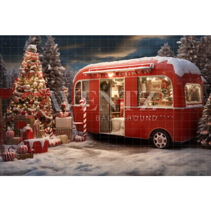 Photography Background in Fabric Christmas Trailer / Backdrop 4712
