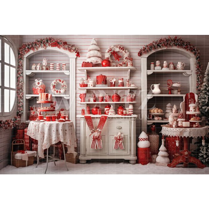 Photography Background in Fabric Christmas Kitchen / Backdrop 4715
