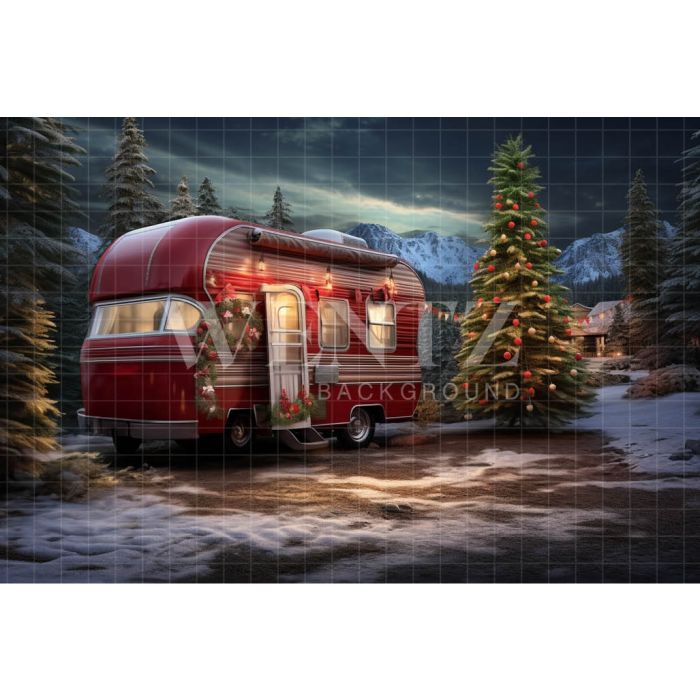 Photography Background in Fabric Christmas Trailer / Backdrop 4725