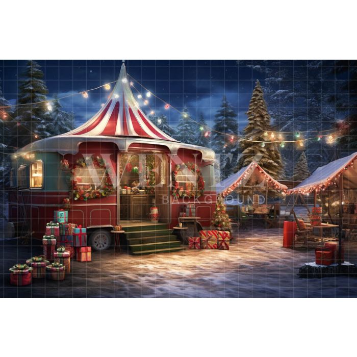 Photography Background in Fabric Christmas Trailer / Backdrop 4731