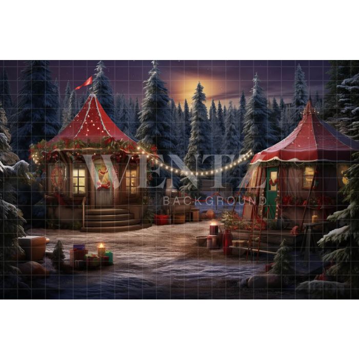 Photography Background in Fabric Christmas Village / Backdrop 4732