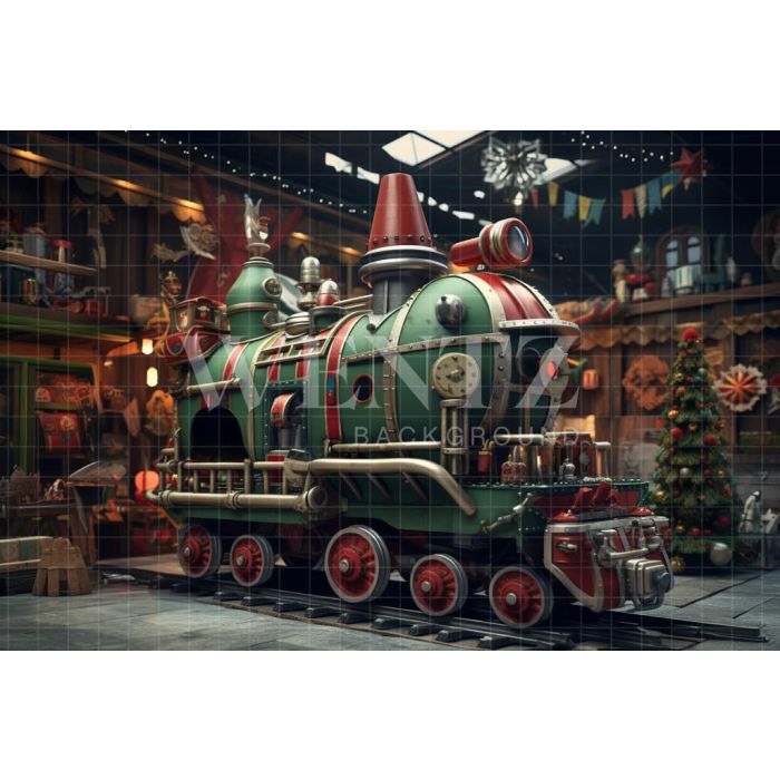 Photography Background in Fabric Christmas Train / Backdrop 4736