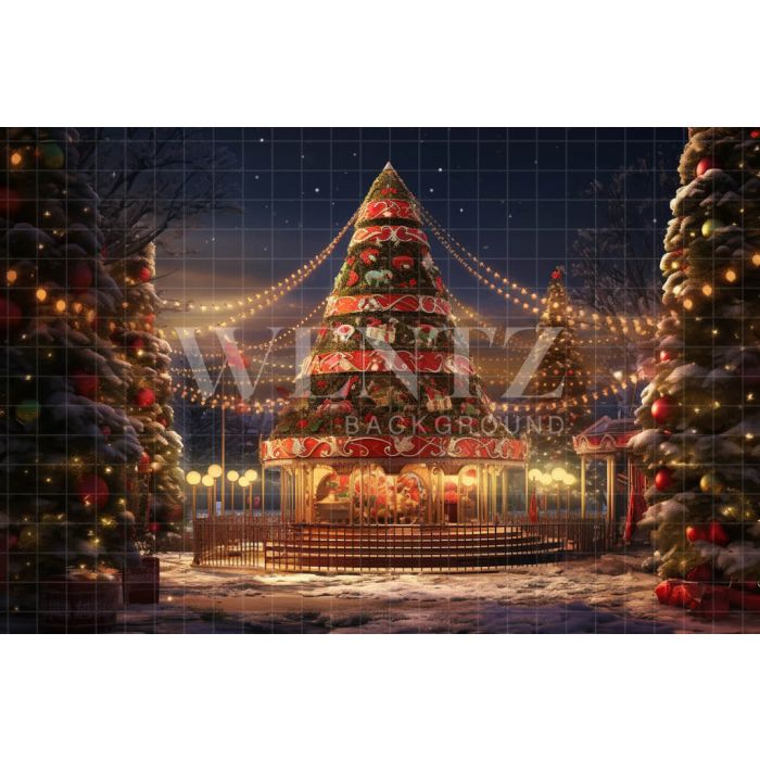 Photography Background in Fabric Christmas Carousel / Backdrop 4745