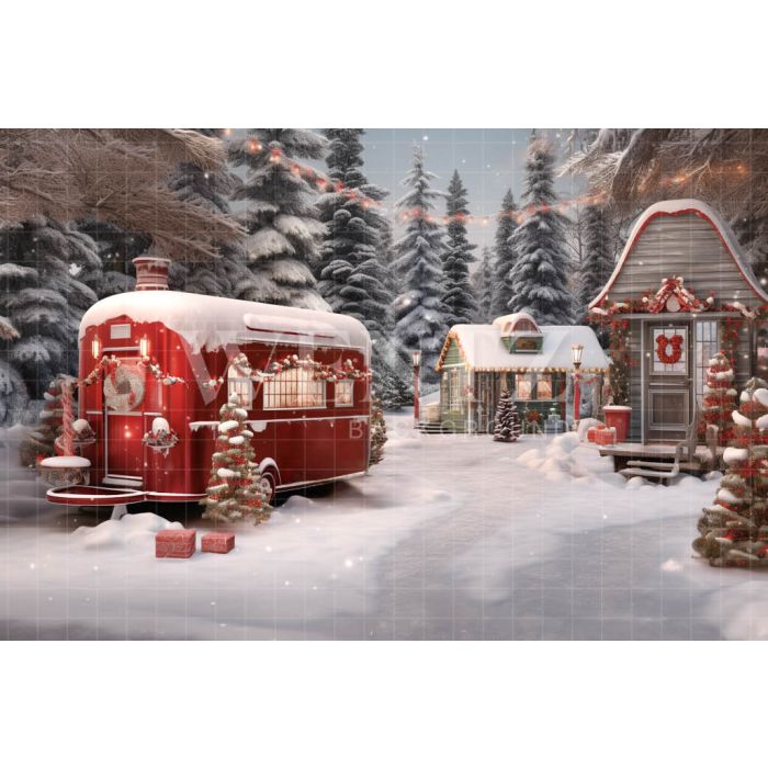 Photography Background in Fabric Christmas Village / Backdrop4746