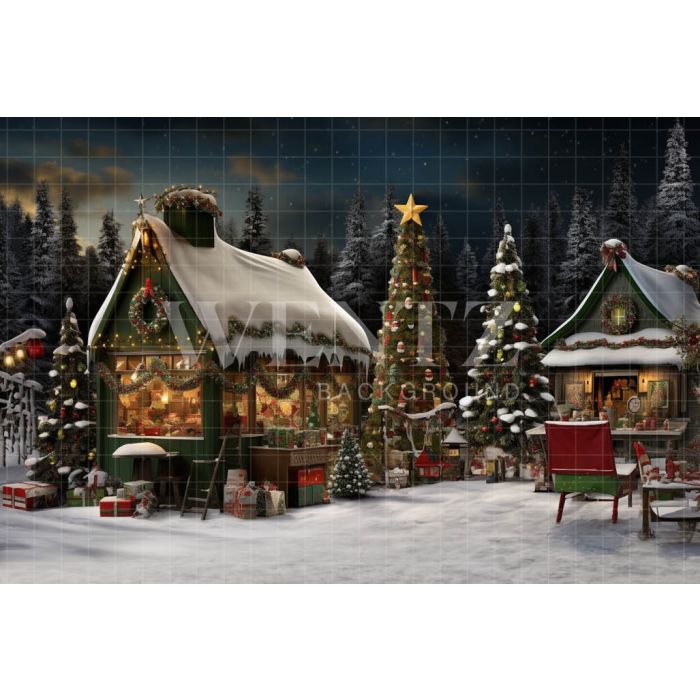 Photography Background in Fabric Christmas Village / Backdrop 4751